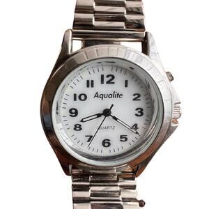 Vintage Aqualite Silver-tone Quartz Watch Flex-band Glow Hands